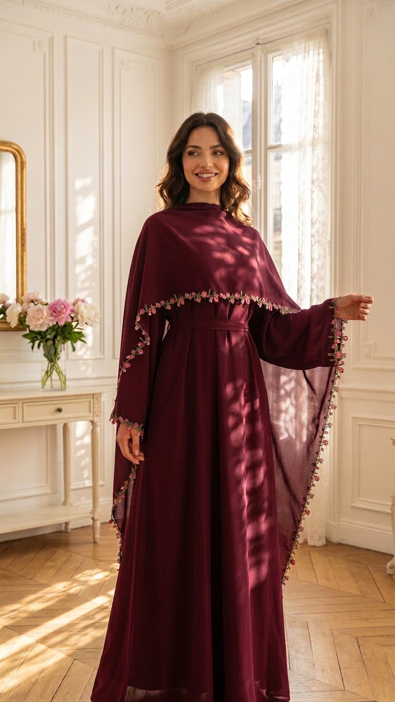 Abaya Modest Wear - Элегантный розовый комплект из двух предметов:
