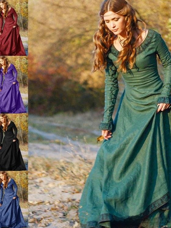 Ethnic Dress Fashion Show - Ретро-платье с длинным рукавом для женщин,