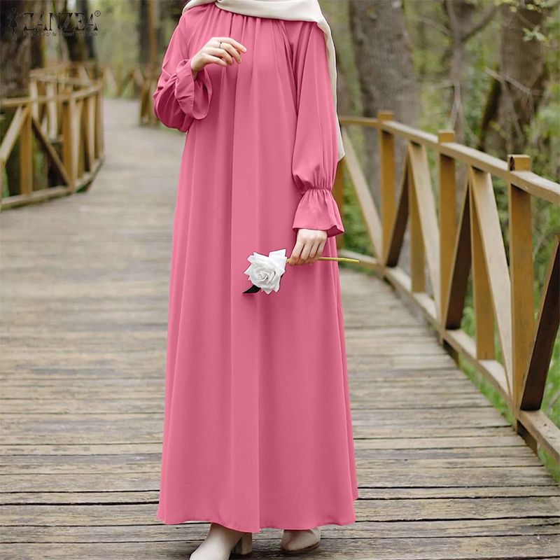 Abaya Modest Wear - ZANZEA Женское мусульманское скромное платье макси