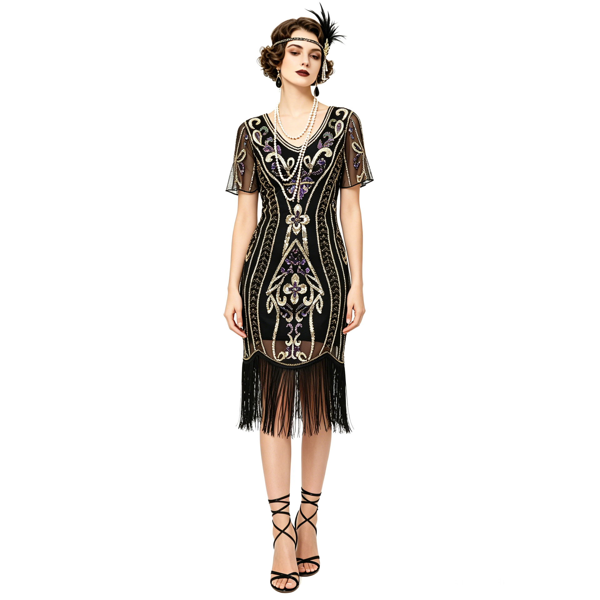 New Ethnic Fashion - Новое винтажное платье с пайетками и