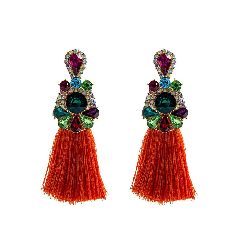 Ethnic Fashion Brand - Модные серьги с цветными бриллиантами из