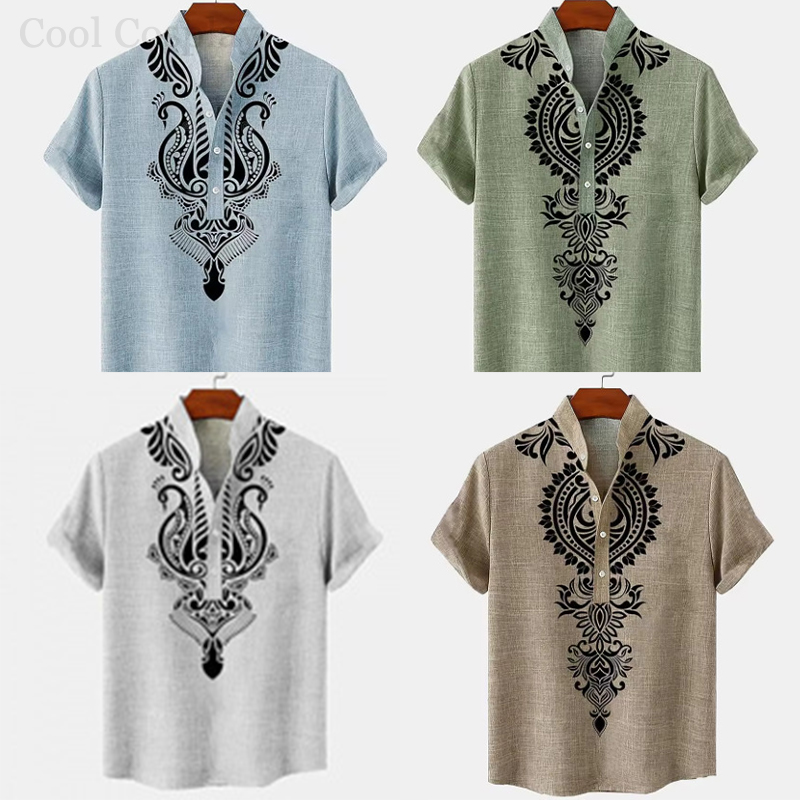 Мужская ретро-рубашка Хенли с  – обзор и цена Ethnic Fashion Men