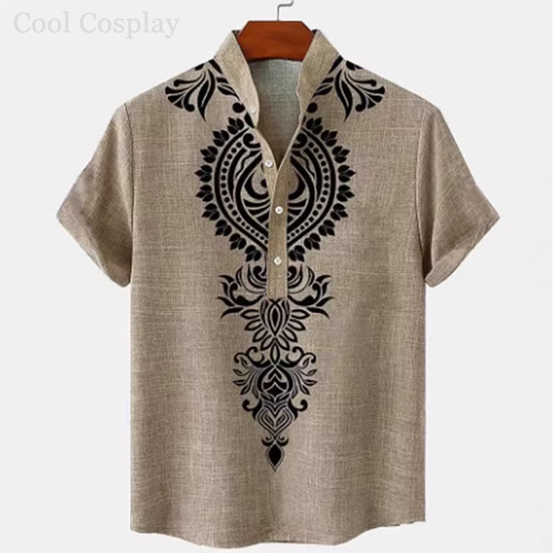 Мужская ретро-рубашка Хенли с  – обзор и цена Ethnic Fashion Men